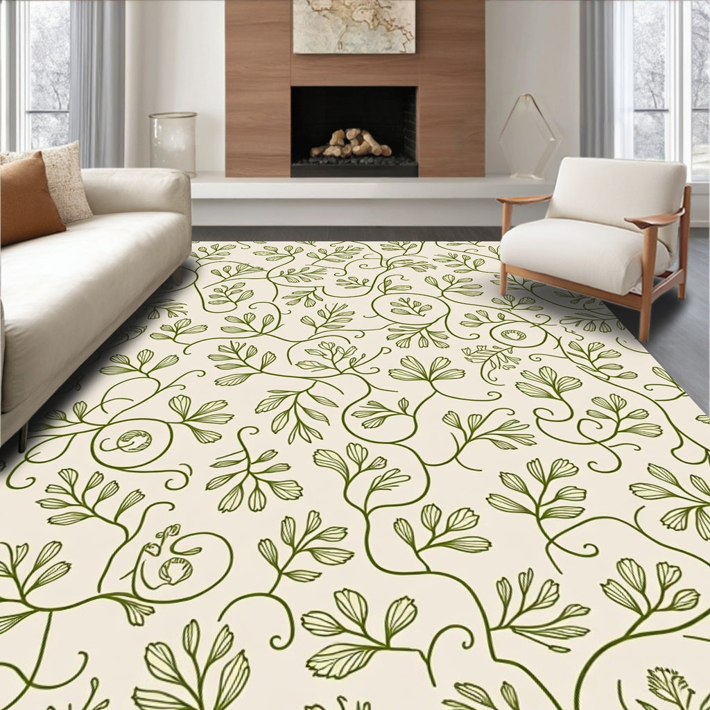 Green Leaf Vines Pattern Rug