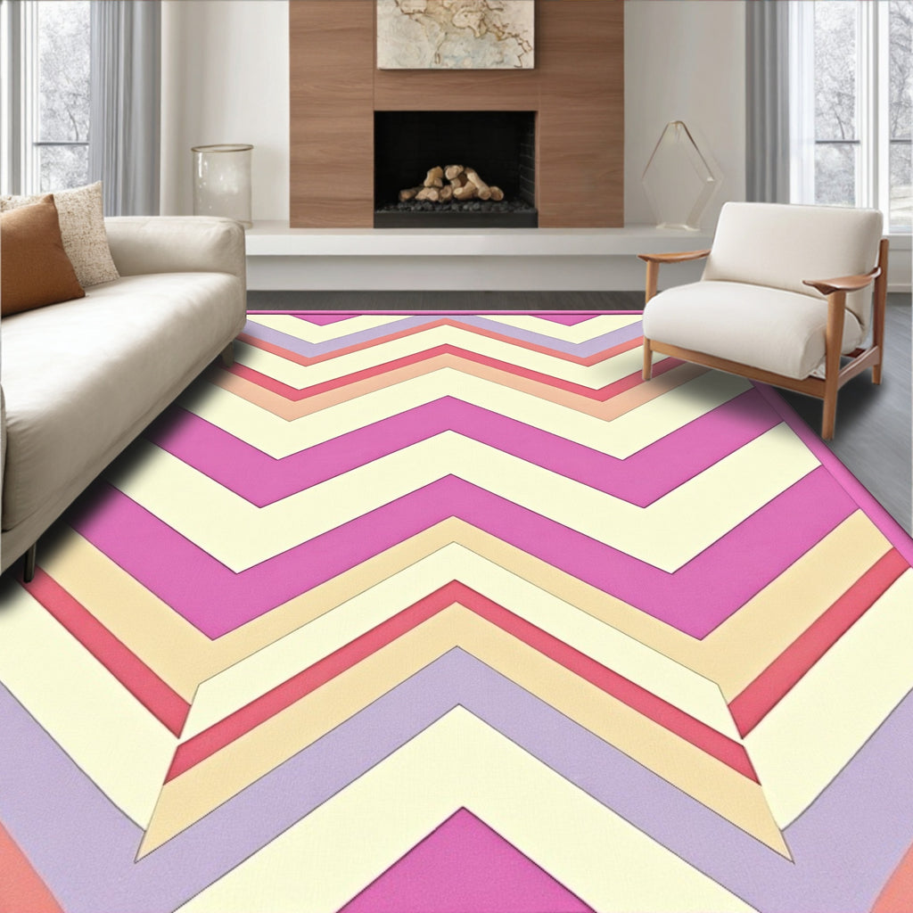 Pastel Chevron Pattern Modern Design Rug