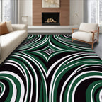 Abstract Swirl Green Black White Rug