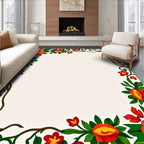 Vibrant Floral Vines Decorative Border Rug