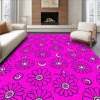 Delicate Pink Flower Swirl Pattern Rug