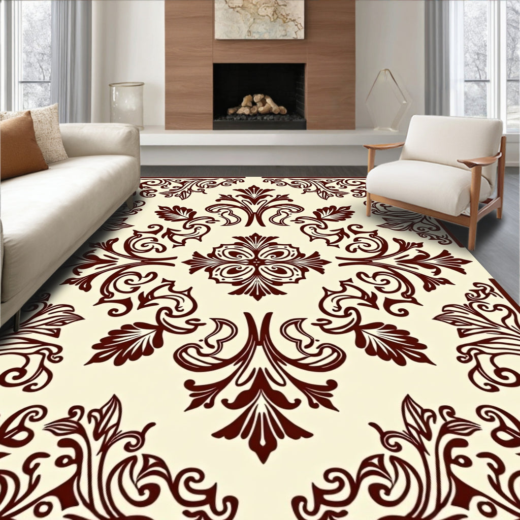 Rich Foliate Scrollwork Damask Rug