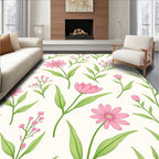 Pink Daisy Botanical Pattern Rug