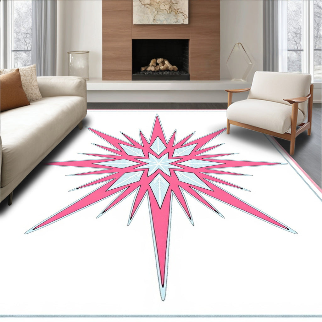 Radiant Starburst Pink And Blue Design Rug