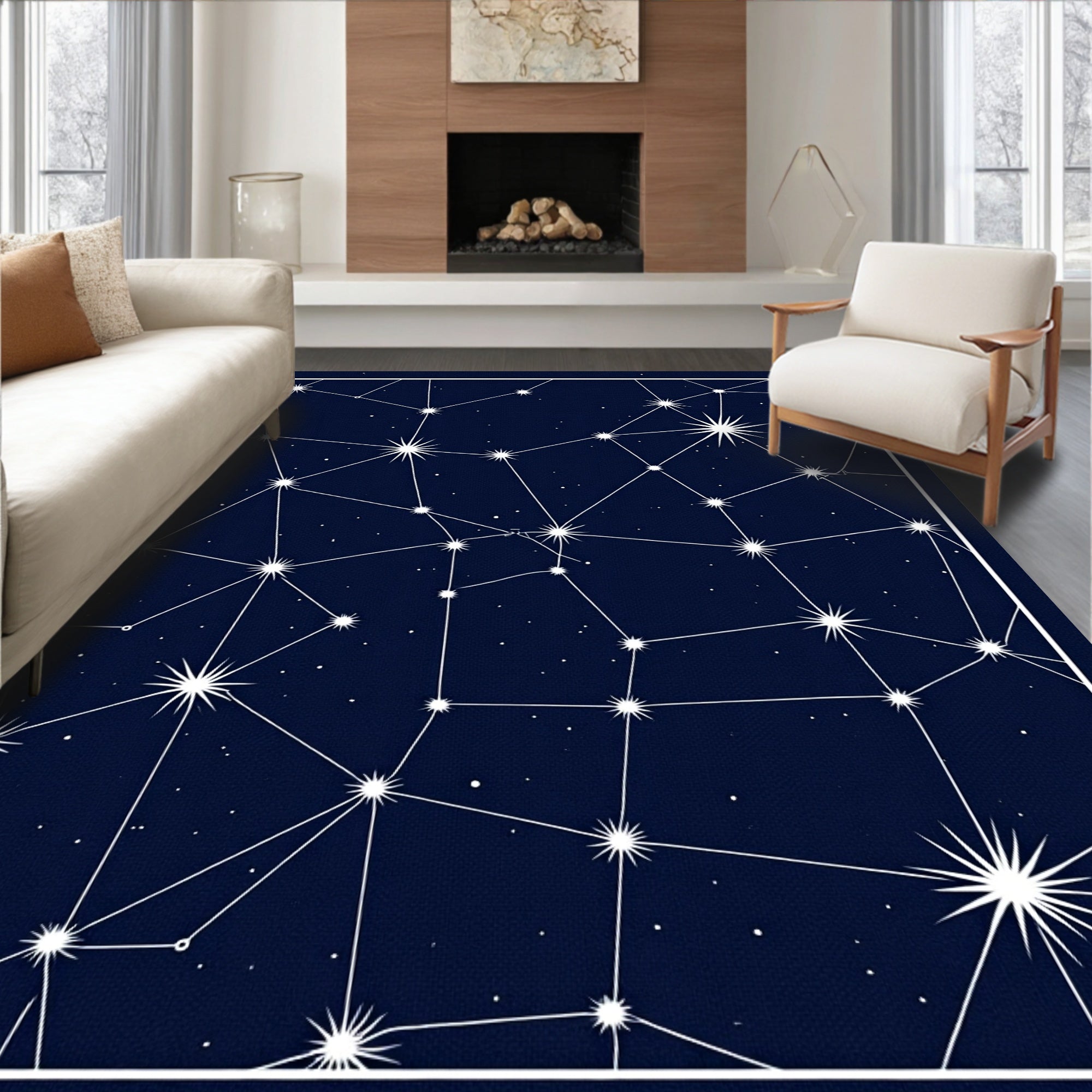 Celestial Constellation Starry Night Rug