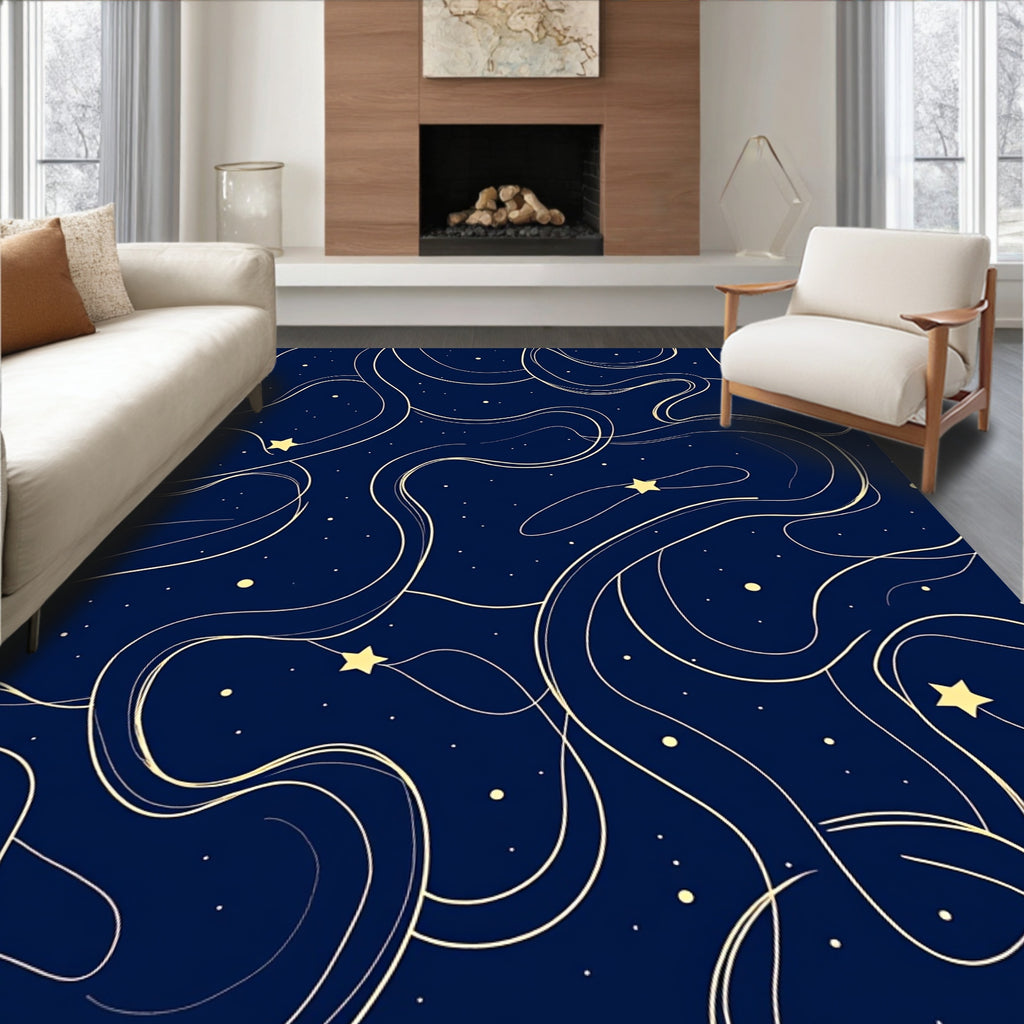 Celestial Swirl Abstract Starry Night Rug