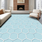 Modern Light Blue Hexagon Pattern Rug