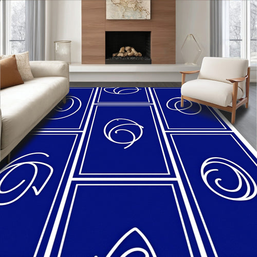 Abstract Swirl Blue White Pattern Rug
