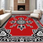 Bold Circular Floral Border Design Rug
