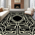 Black and Beige Geometric Outline Pattern Rug