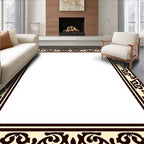 Elaborate Dark Brown Floral Border Design Rug