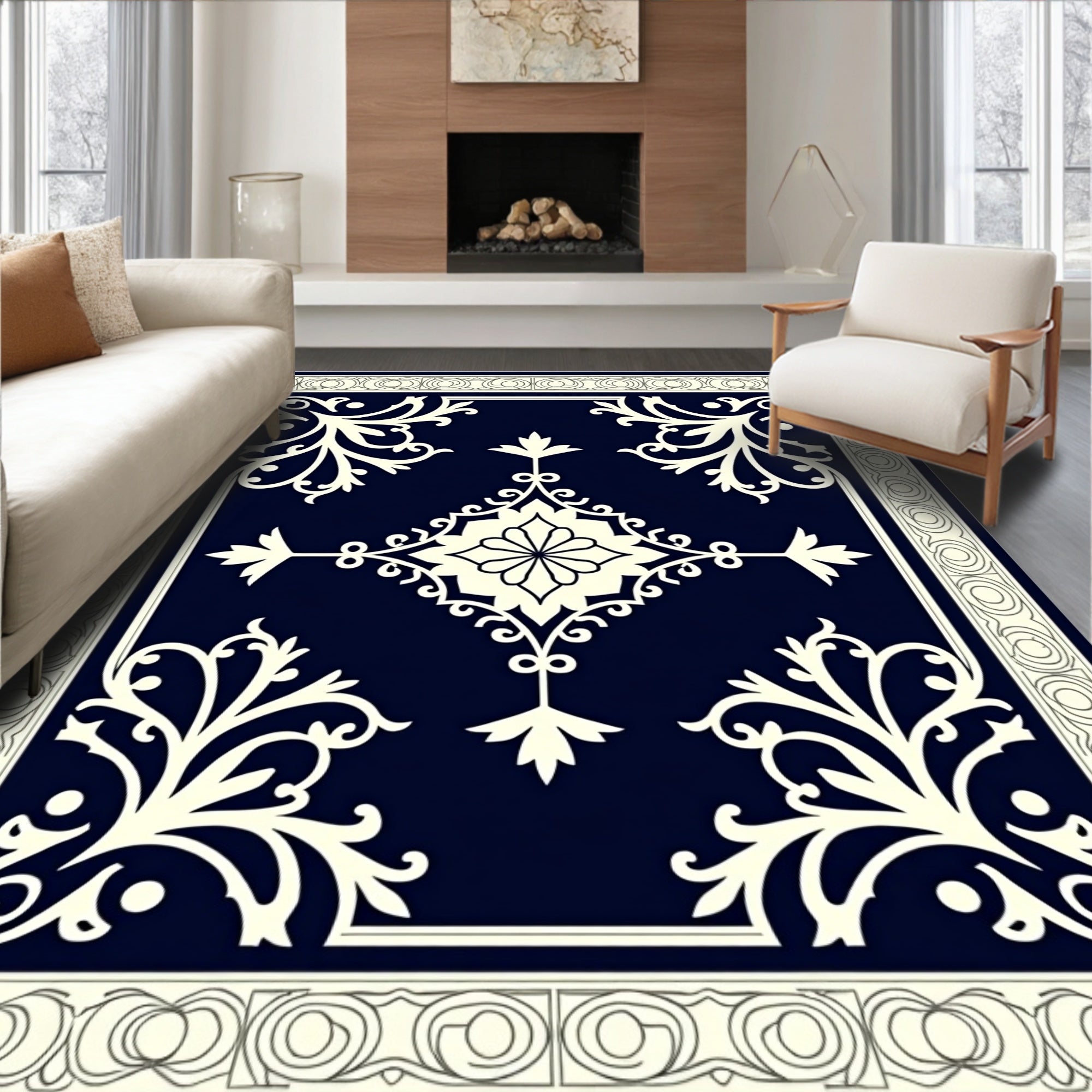 Classic Floral Lace Inspired Design Rug