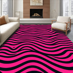 Vivid Pink Wave Striped Pattern Rug
