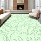 Light Green Swirling Vine Pattern Rug