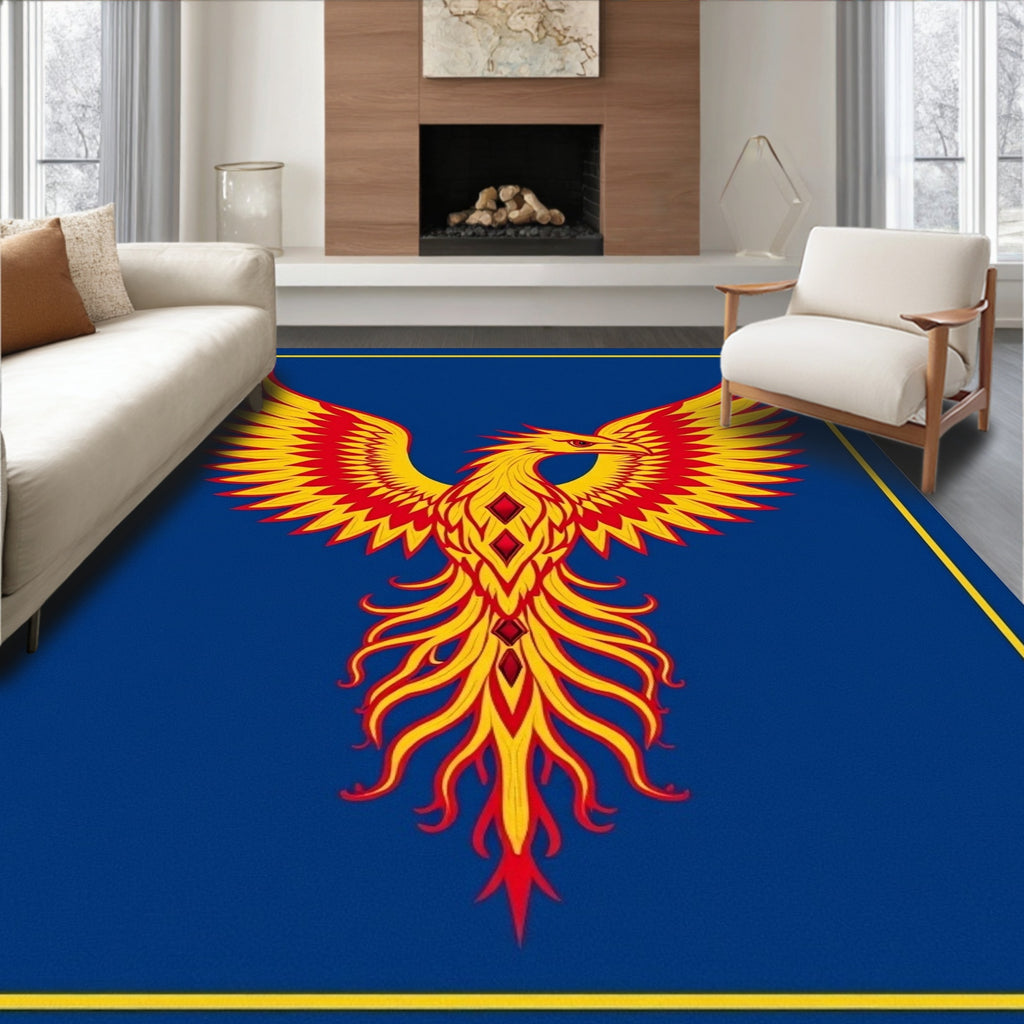 Fiery Phoenix Crest Emblem Rug