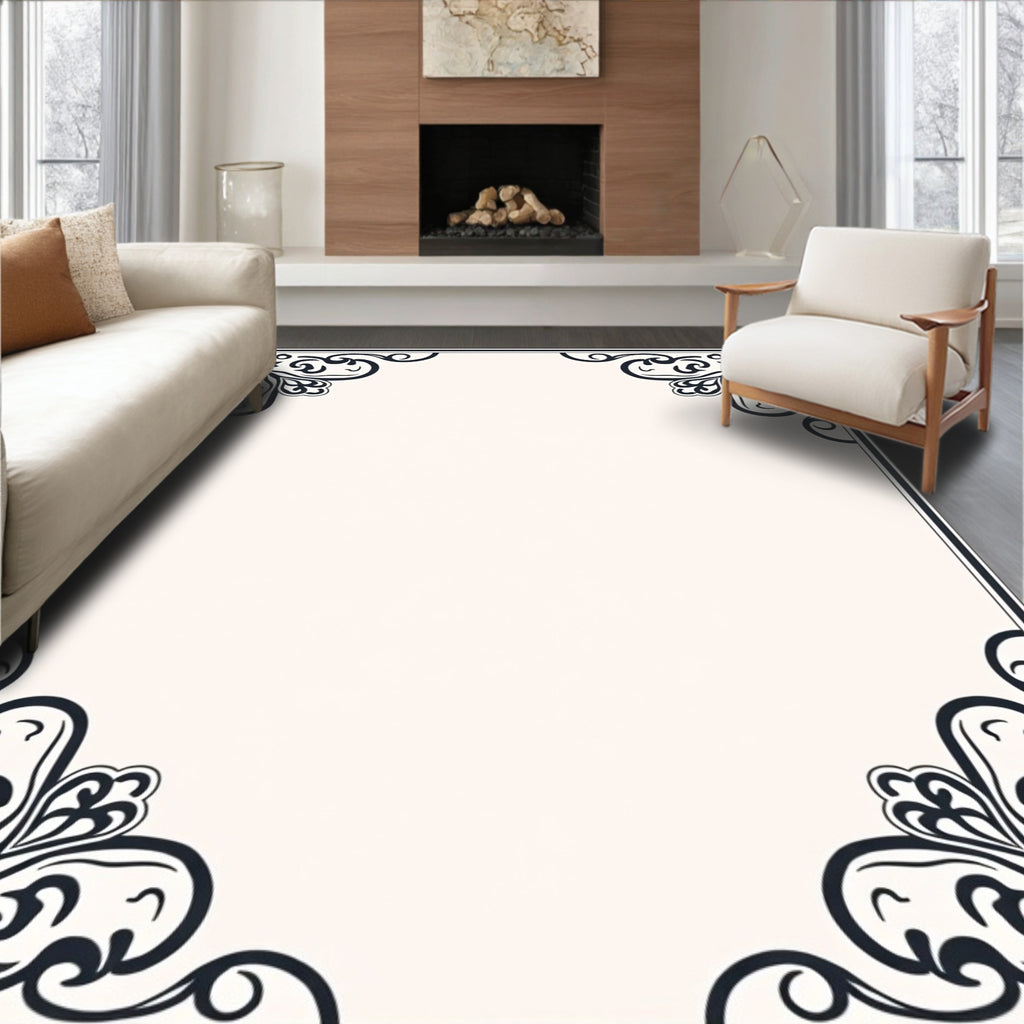 Ornate Floral Scroll Design Rug
