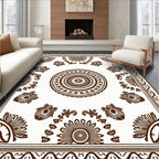 Traditional Floral Medallion Brown Cream Rug
