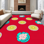 Retro Floral Sunburst Pattern Rug