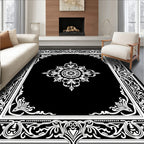 Ornate Floral Square Frame Design Rug