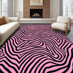Pink And Black Wavy Stripe Design Rug