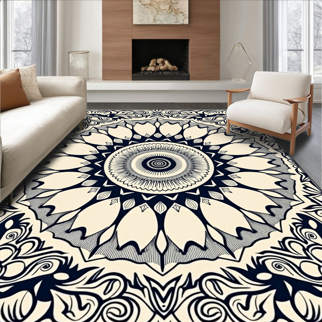 Classic Inverted Petal Radial Design Rug