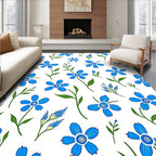 Blue Wildflowers Pattern Design Rug