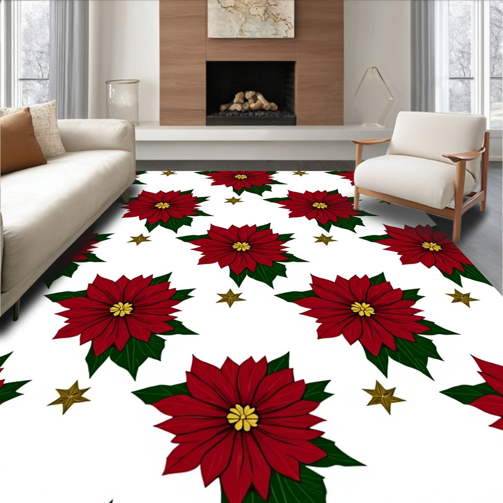 Crimson Poinsettia Star Medallion Rug