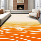 Orange And White Wavy Stripes Design Rug
