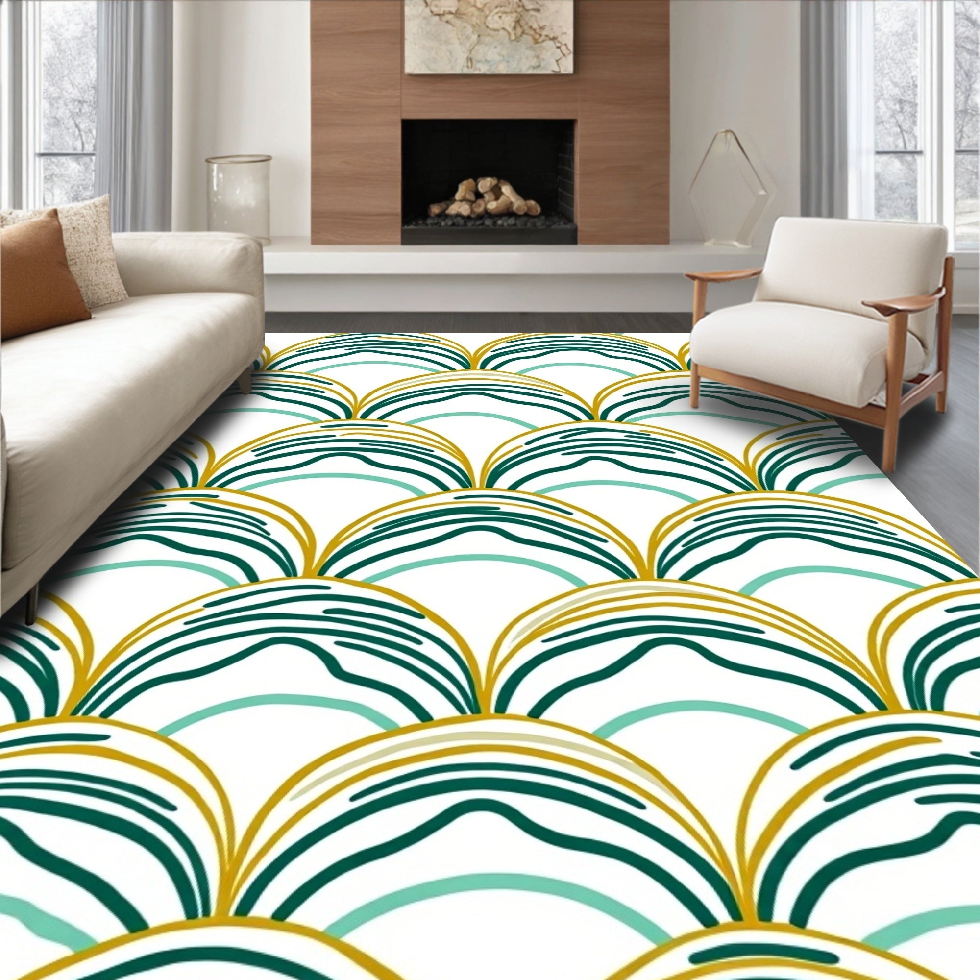 Art Deco Scale Pattern Rug