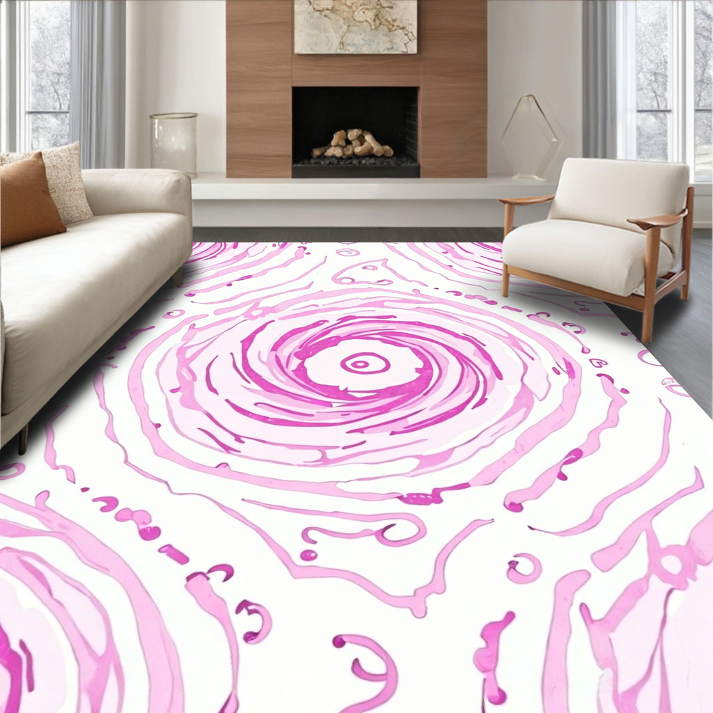 Abstract Pink Swirls Pattern Design Rug