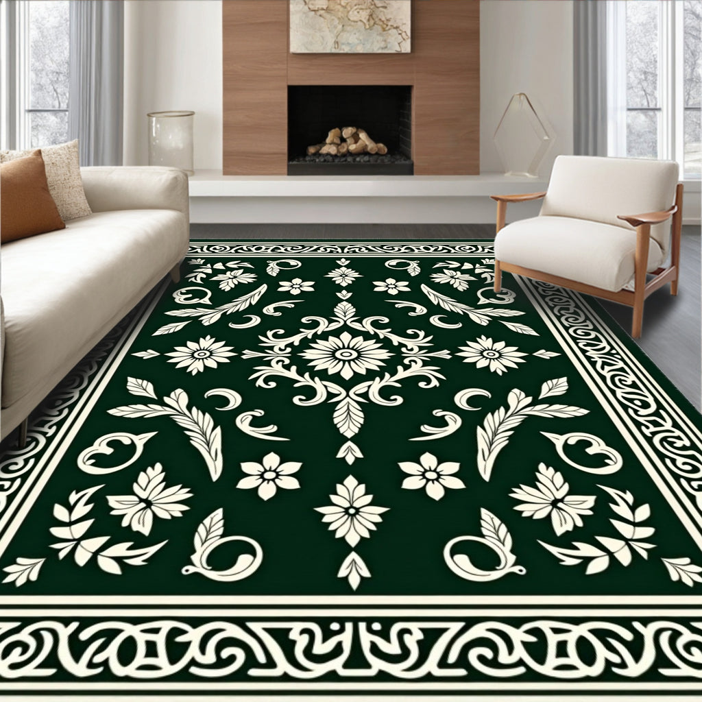 Elegant Floral Scrollwork Pattern Rug