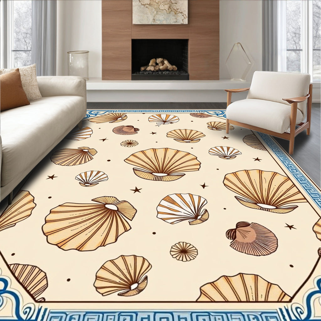 Scallop Shell Pattern With Border Rug