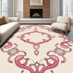 Elegant Pink Floral Medallion Design Rug