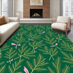 Green Pine Frond Pink Accent Rug