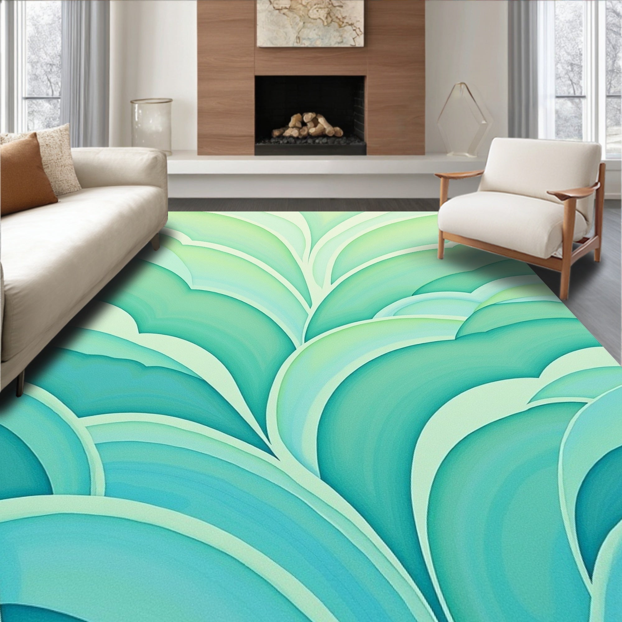 Oceanic Swirls Gradient Pattern Rug