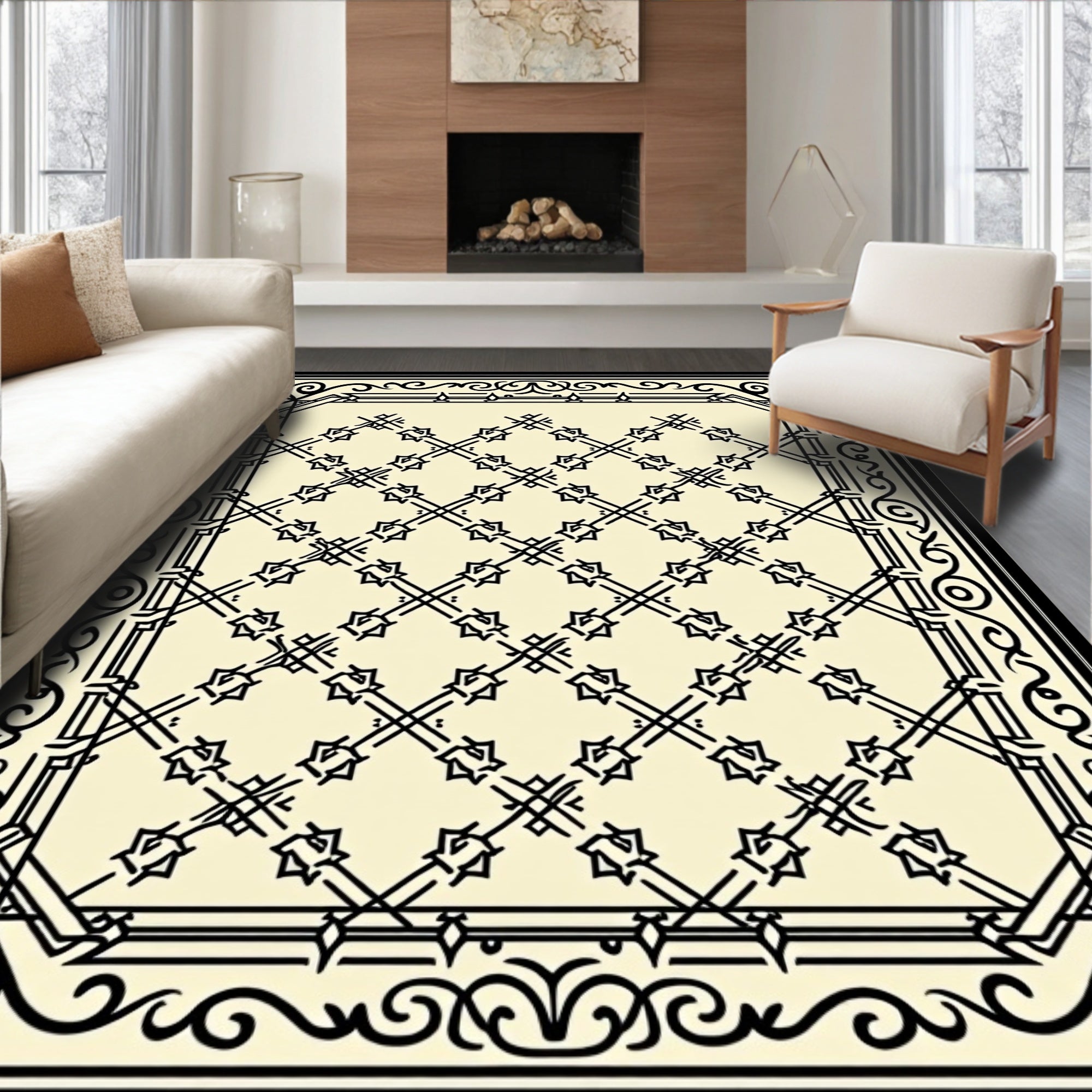Intricate Lattice Formal Pattern Rug