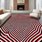 Psychedelic Black Red Swirl Design Rug