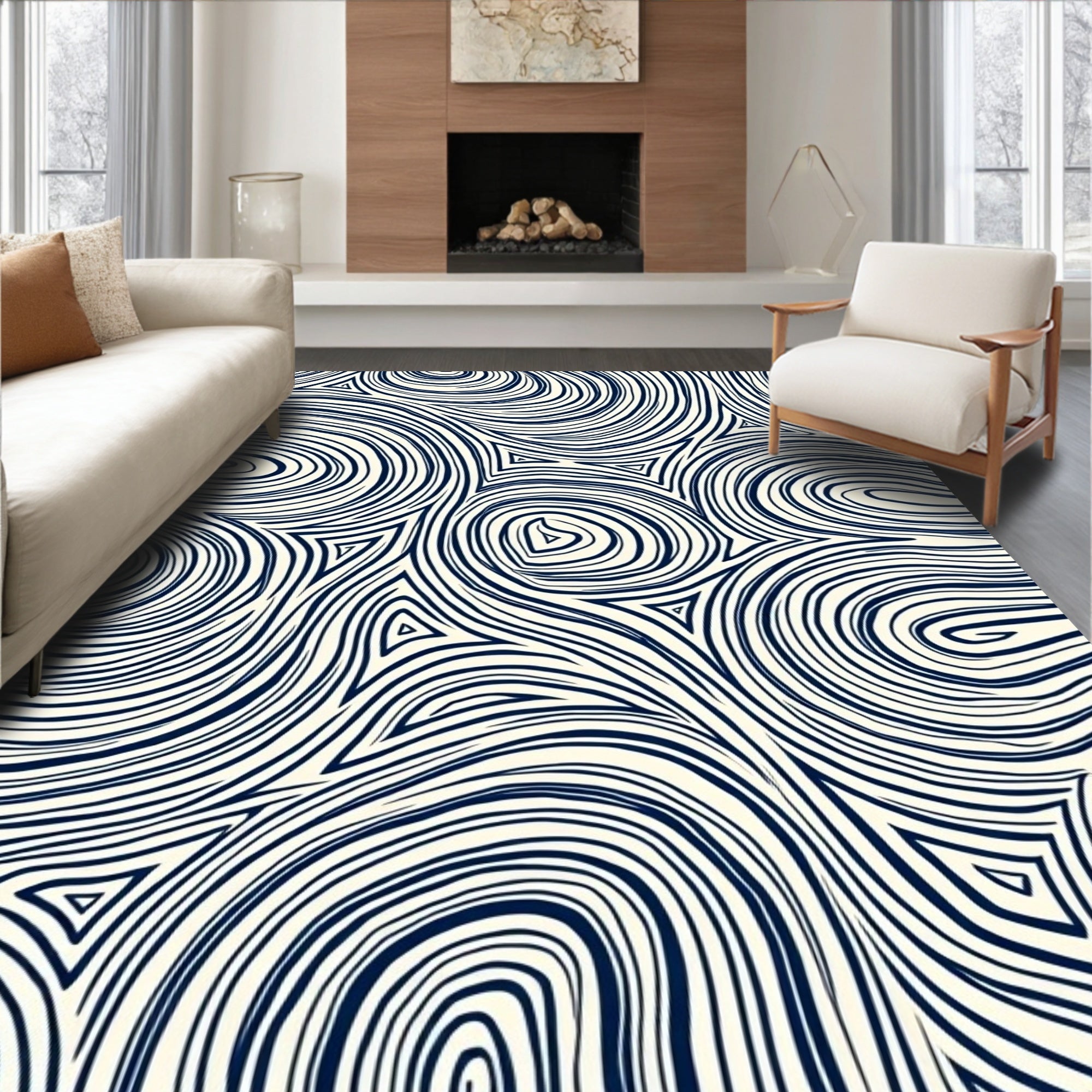 Abstract Woven Lines Pattern Rug