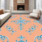 Elegant Blue Floral Scroll Pattern Rug