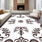 Ornate Scrollwork and Floral Motif Rug