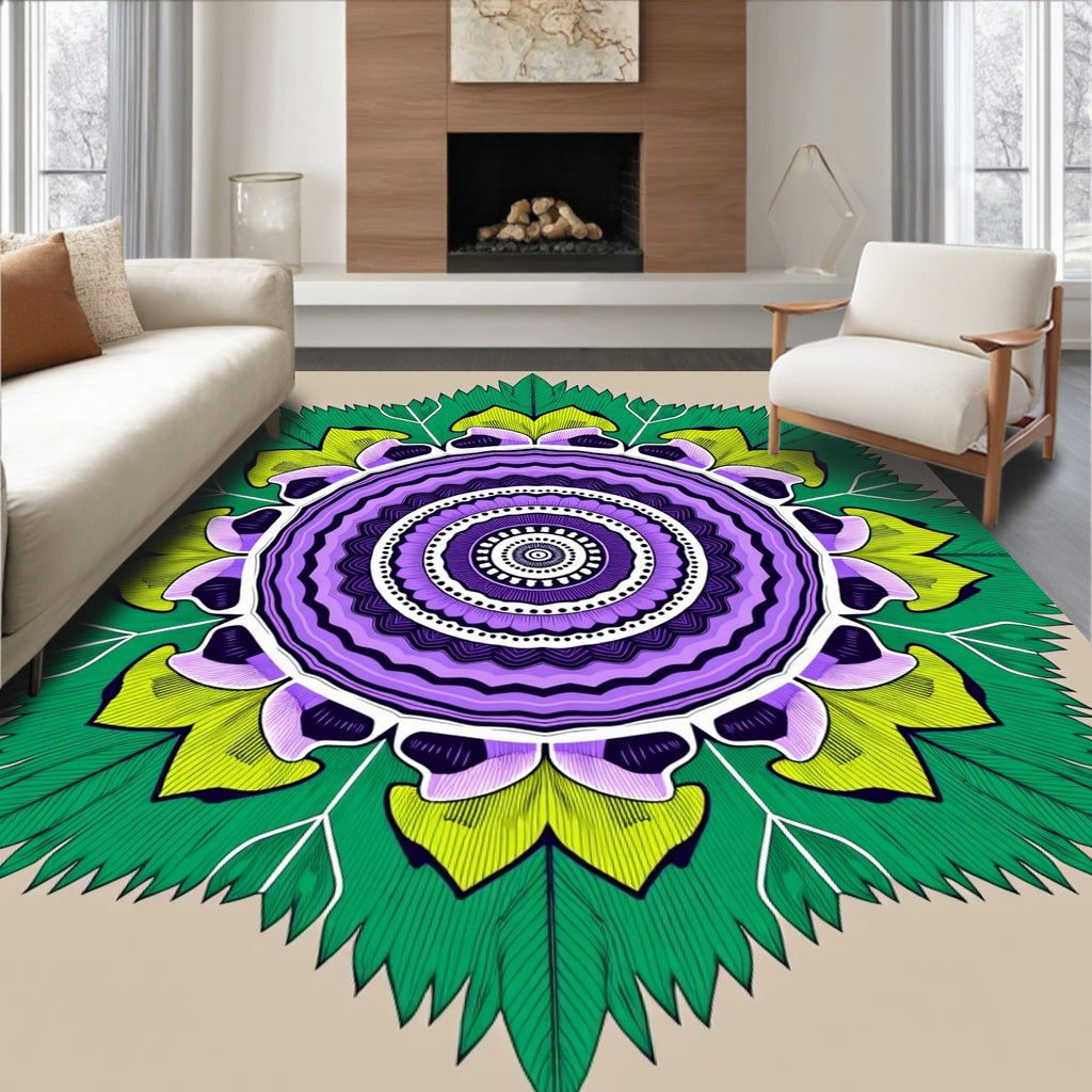 Vibrant Floral Mandala Design Rug
