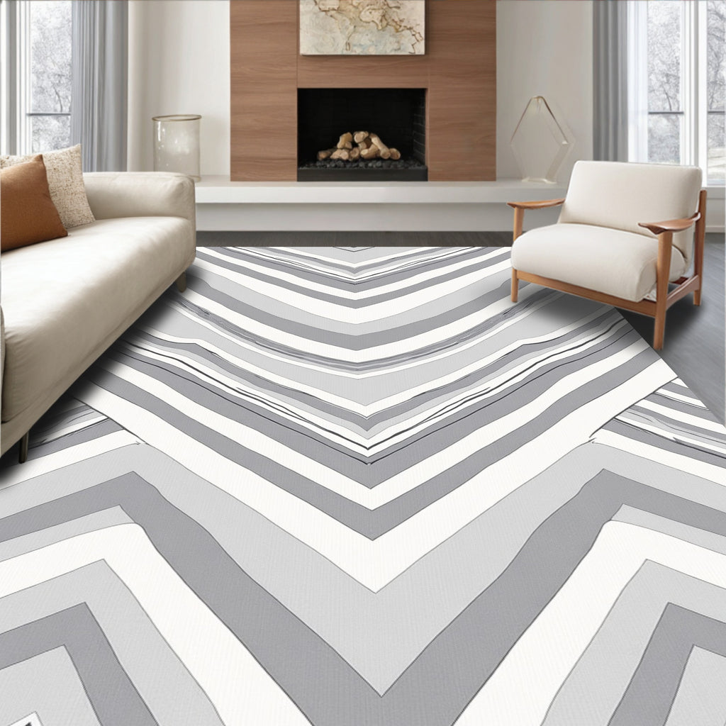 Geometric Chevron Stripe Pattern Rug