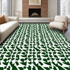 Abstract Green And White Geometric Pattern Rug