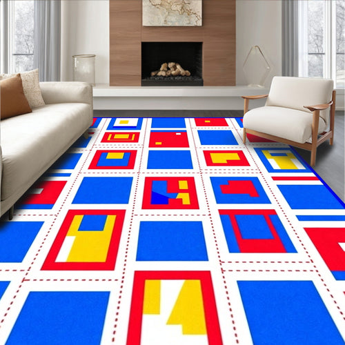 Abstract Geometric Blocks Pattern Rug