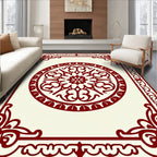 Classic Red Floral Medallion Frame Design Rug