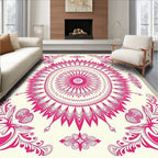 Pink Floral Mandala Pattern Rug