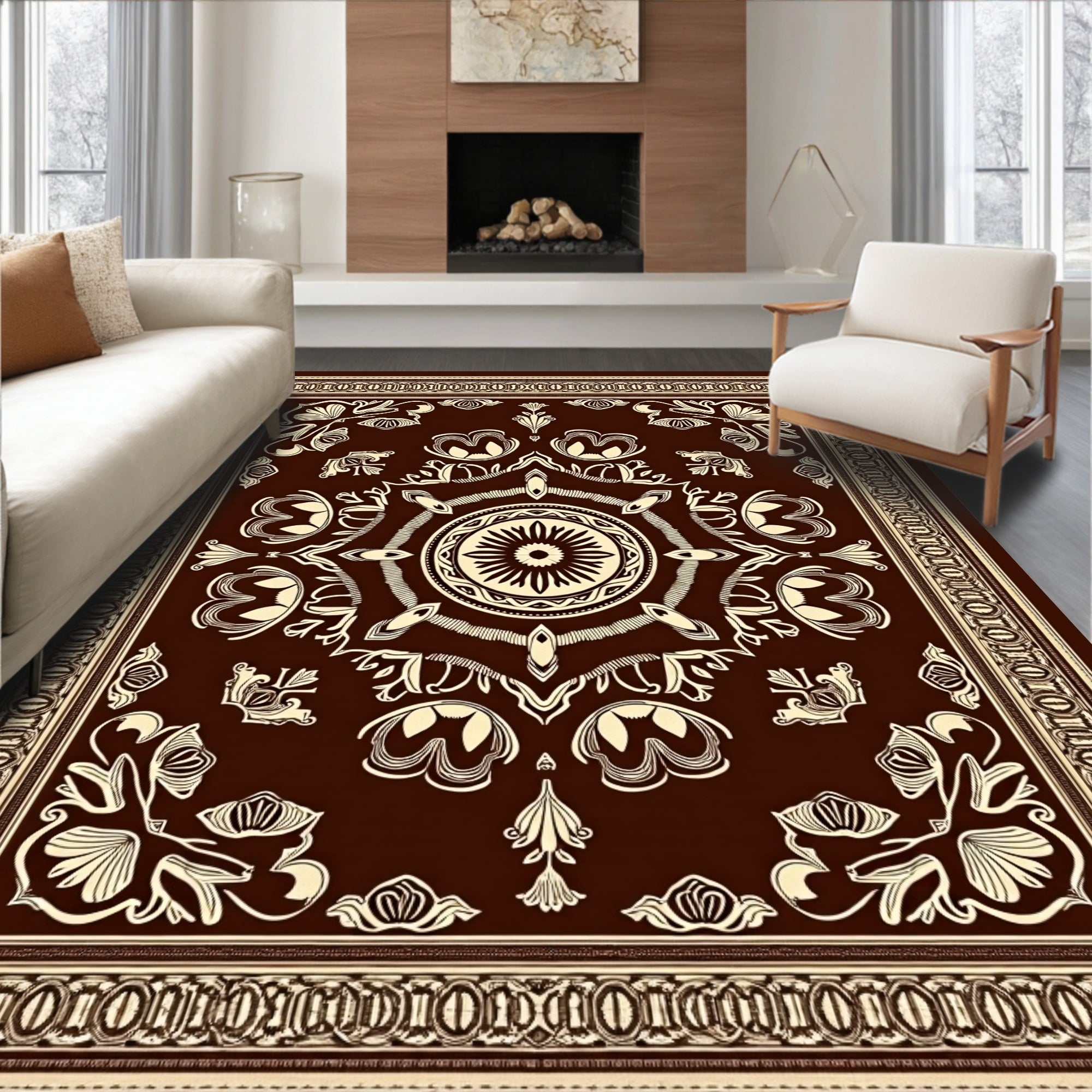 Ornate Floral Mandala Pattern Rug