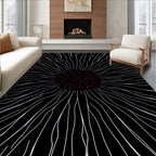 Radial Burst White Pink Dots Rug