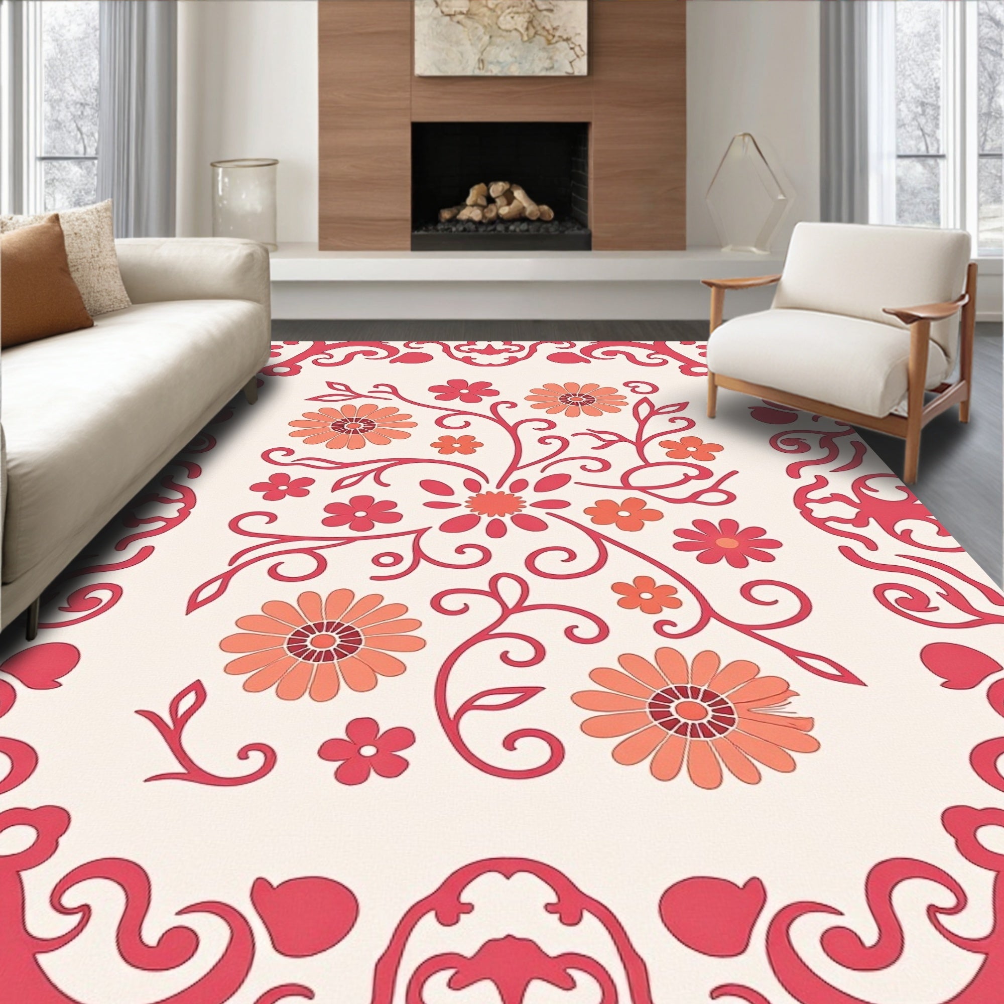 Floral Vine Decorative Pattern Rug