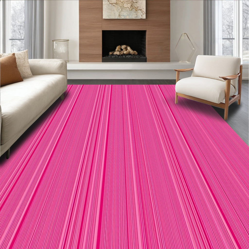 Modern Pink Vertical Stripe Design Rug